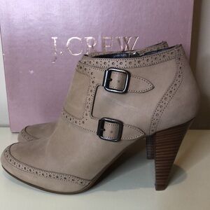 J.Crew High Heel Ankle Booties Low Boots Buckle 8.5